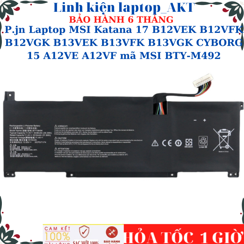 M Sạc Pin laptop MSI Katana 17 B12VEK B12VFK B12VGK B13VEK B13VFK B13VGK CYBORG 15 A12VE A12VF MSI m
