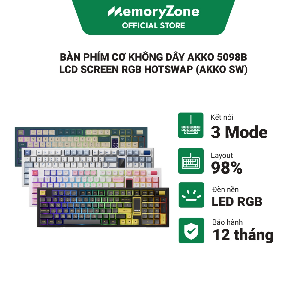 Bàn phím cơ không dây AKKO 5098B Santorini / Prunus Lannesiana  LCD Screen RGB Hotswap (AKKO Sw)