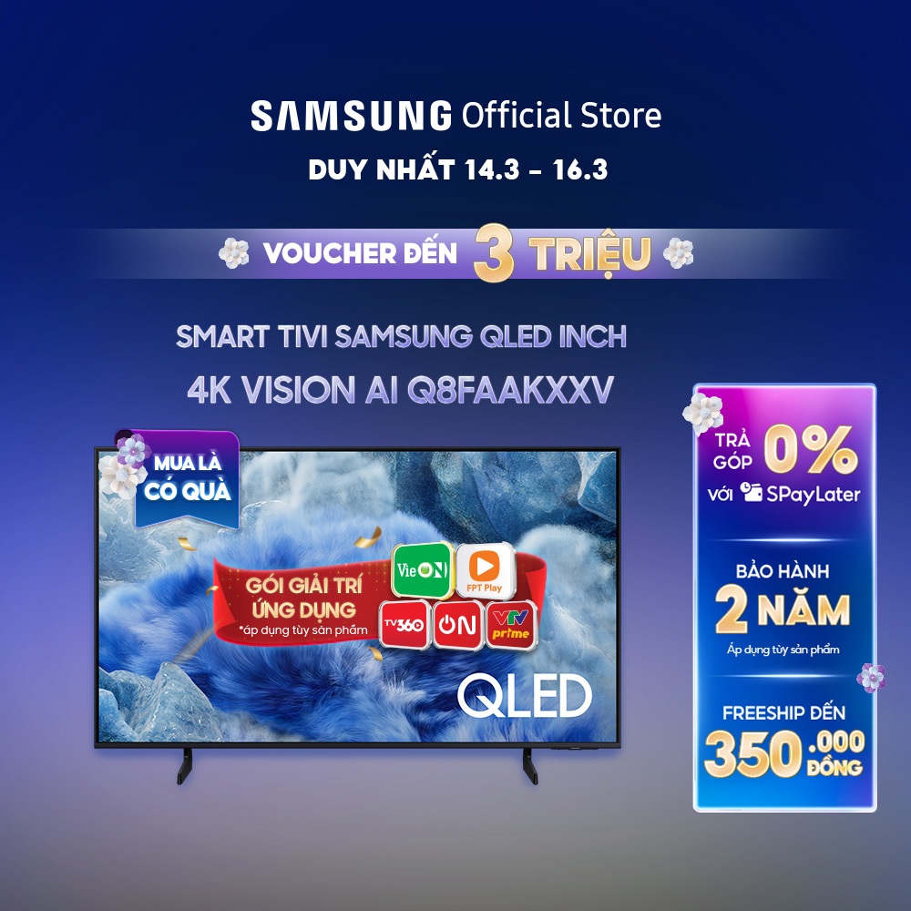 Smart Tivi Samsung QLED Q8FAAKXXV 2025 - Miễn phí lắp đặt