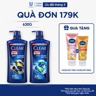 Dầu Gội Đầu cho nam Clear Men đánh bay gàu, ngứa và vi khuẩn mát lạnh cực đỉnh suốt ngày dài 630g