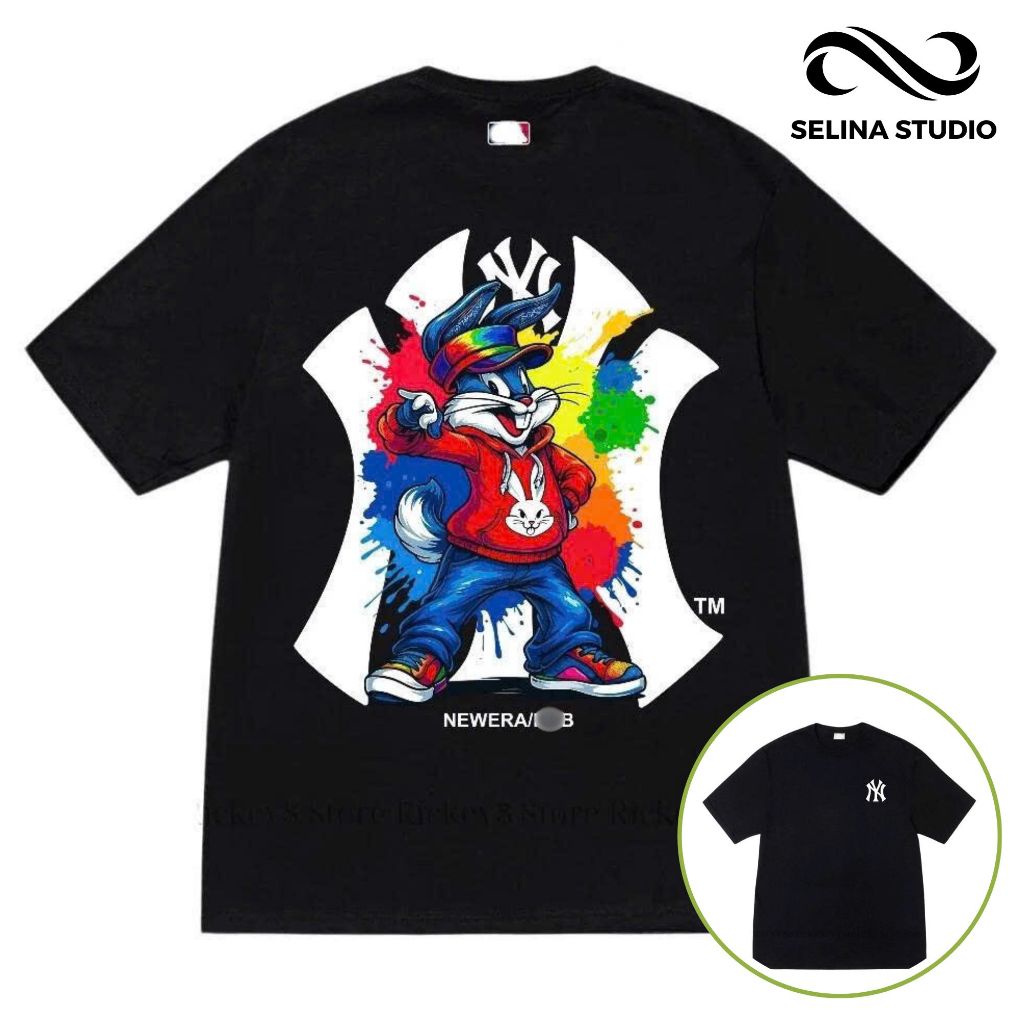 Áo Thun NY Paint Rabbit Áo Thun Cotton 250gsm Định Lượng 250gsm Phong Cách Đường Phố