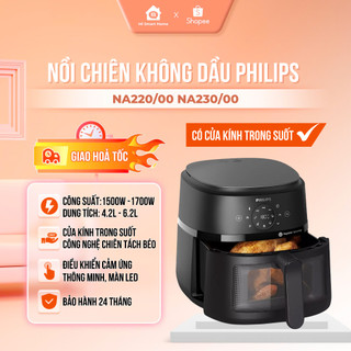 Nồi Chiên Không Dầu PHILIPS NA220/00 NA230/00 (4.2L - 6.2L) Cửa Sổ Kính - Hàng Chính Hãng
