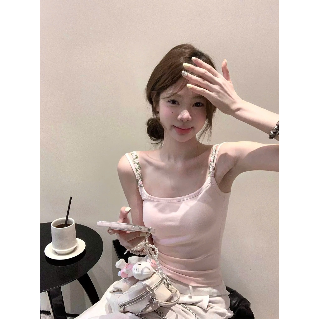 Áo 2 Dây CÓ ĐỆM MÚT NGỰC Phối Dây Đổi Đan Hoa Sexy, Áo 2 Dây Cotton Cổ Tròn Có Dây Điều Chỉnh Dáng Ôm HàngQccc Orangeclo | BigBuy360 - bigbuy360.vn