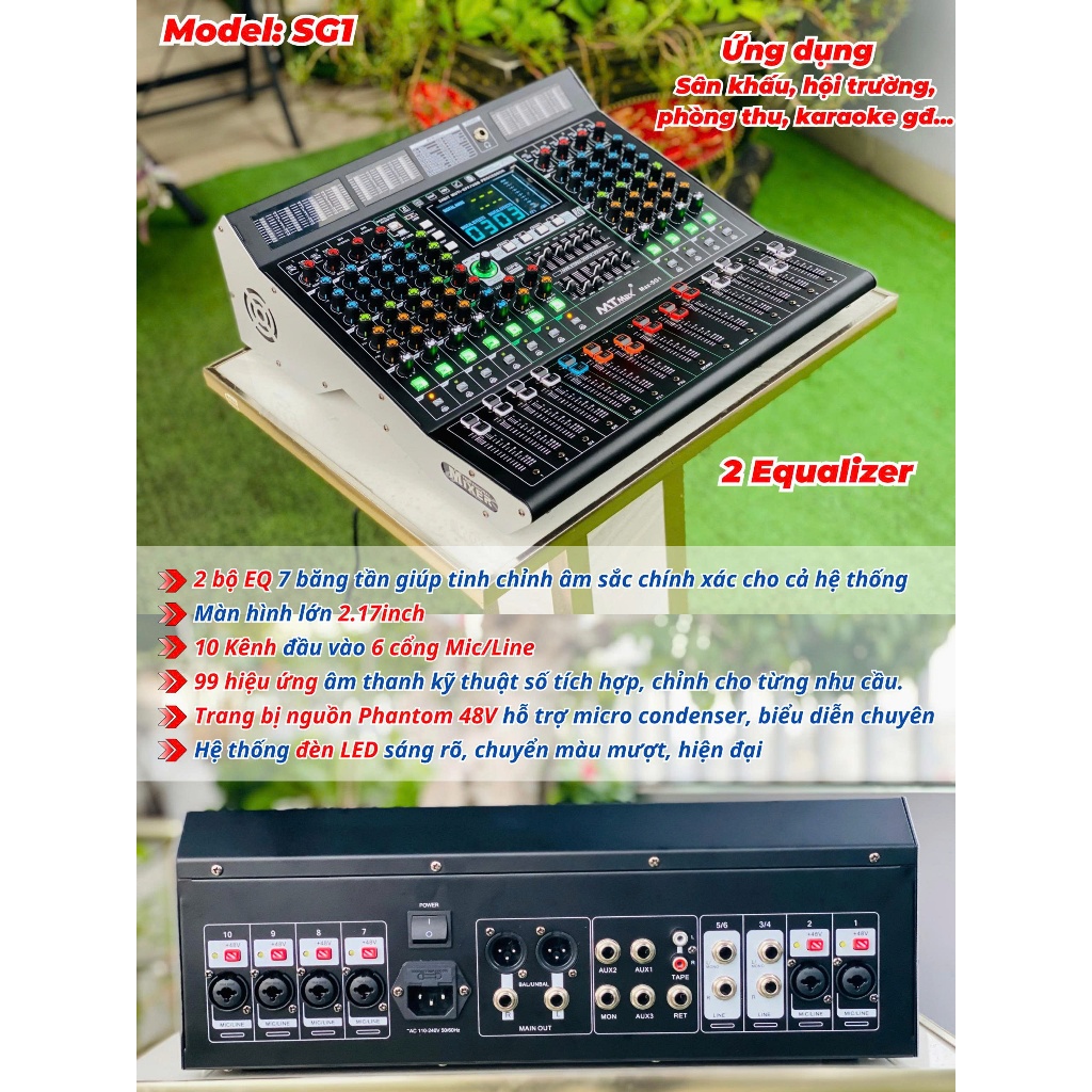 Mixer MTMAX SG3  chính hãng Chuyên Nghiệp, 2 bản Chỉnh EQualizer 99 Hiệu Ứng Vang DSP