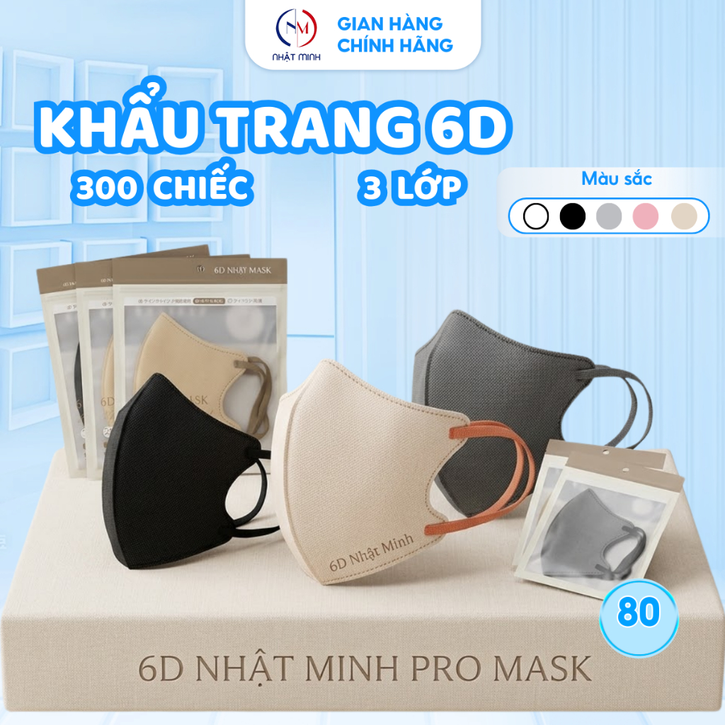 Khẩu Trang 6D Nhật Minh (Túi zip 20 chiếc) 3 Lớp Kháng Khuẩn Chống Bụi Mịn…