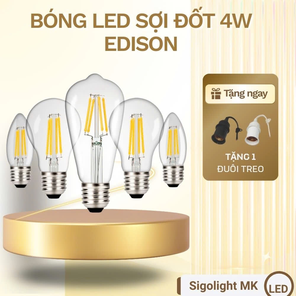 Bóng đèn led siêu sáng Edison các loại ,Thiết kế dạng quả cầu nhỏ gọn, dễ lắp đặt, SKU EDISON