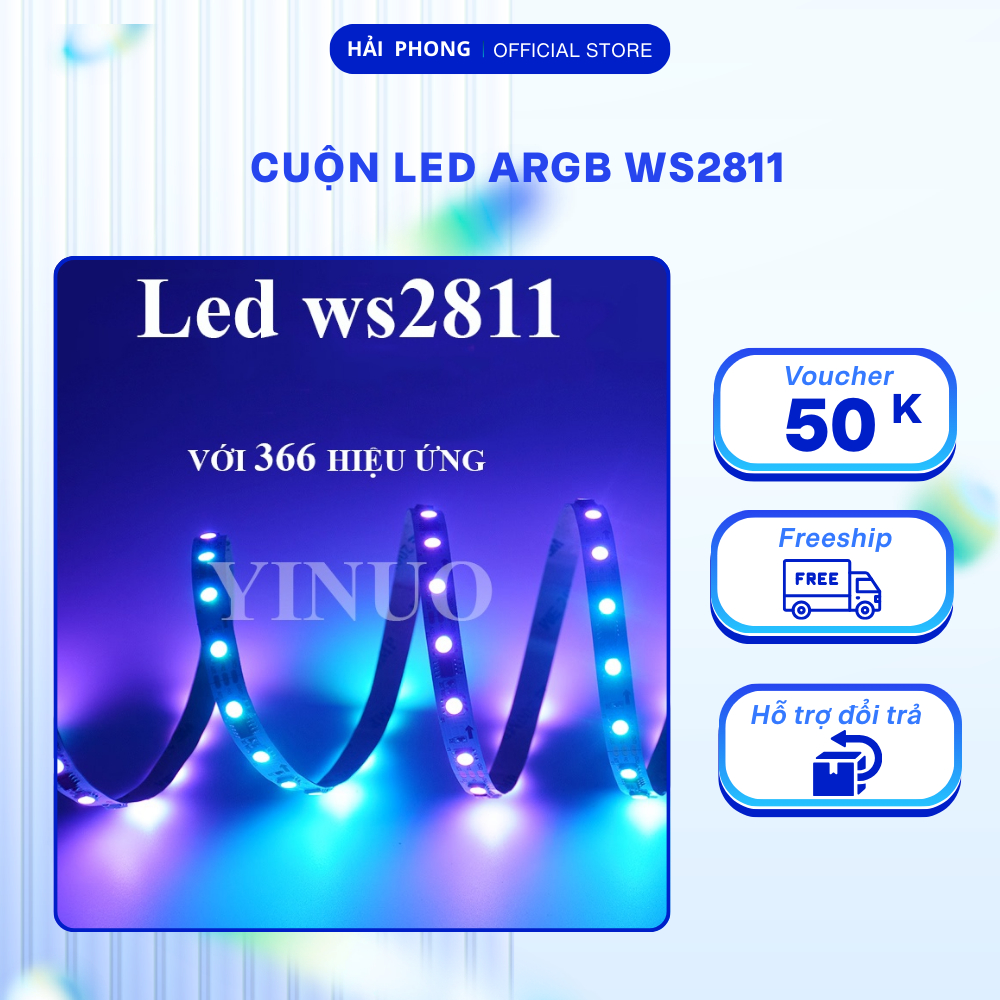 Cuộn led ARGB ws2811 hiệu ứng nháy đuổi Đèn led đám mây ARGB nhiều hiệu ứng đuổi đẹp mắt dùng điện 1