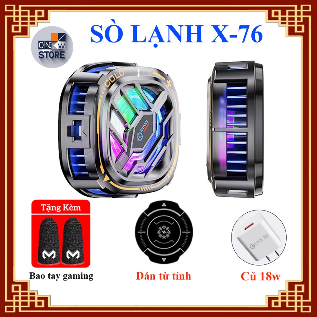 Quạt Tản Nhiệt Điện Thoại X76 PRO 15W Sò Lạnh, Từ Tính, LED RGB, Chống Nóng Khi Chơi Game