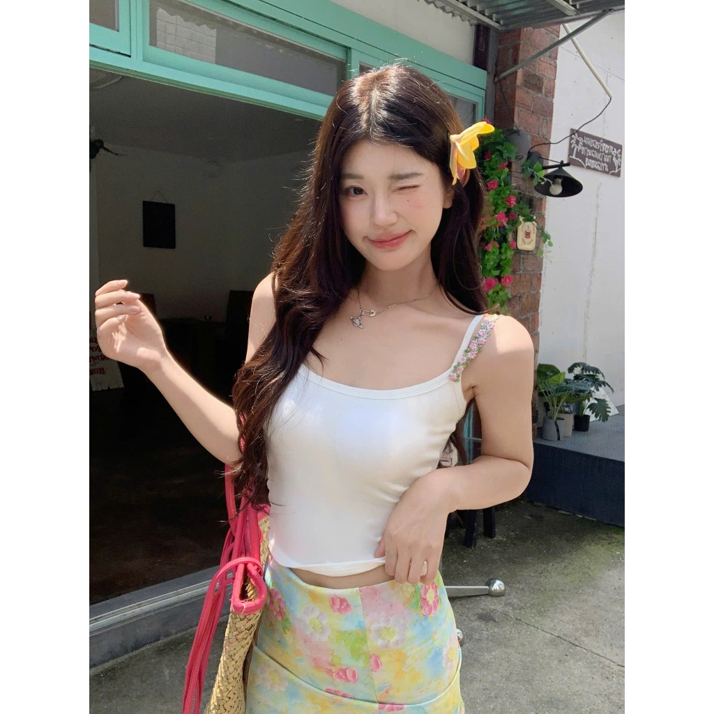 Áo 2 Dây CÓ ĐỆM MÚT NGỰC Phối Dây Đổi Đan Hoa Sexy, Áo 2 Dây Cotton Cổ Tròn Có Dây Điều Chỉnh Dáng Ôm HàngQccc Orangeclo | BigBuy360 - bigbuy360.vn