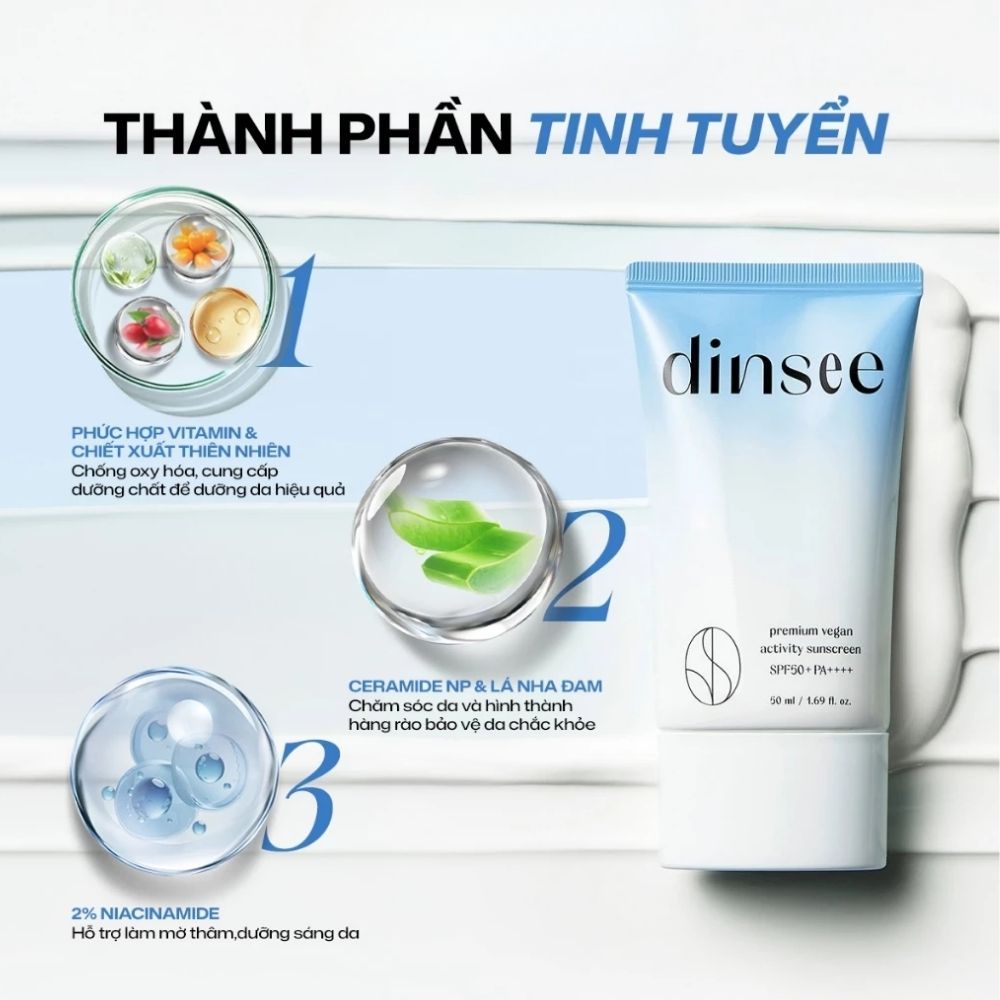 Ảnh 7 của Kem chống nắng Dinsee Premium Vegan Sunscreen SPF50+ PA++++ bảo vệ da, nâng tone.