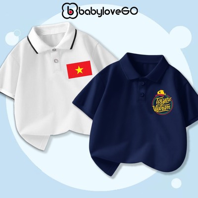 Áo polo Việt Nam cờ đỏ sao vàng cho bé trai bé gái BabyloveGO chất cottton thoáng mát