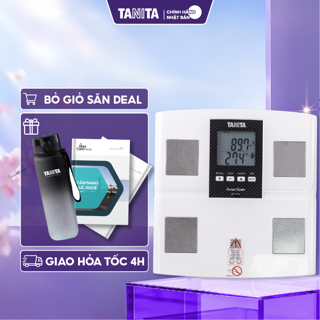 Cân điện tử thông mình Tanita BC-541N MADE IN JAPAN đo 9 chỉ số cơ thể siêu bền cực nhẹ -Bảo hành 12 tháng