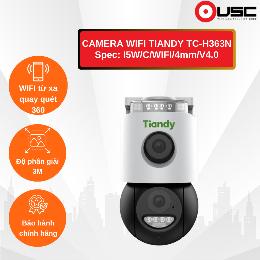 Camera WiFi TIANDY TC-H363N – Hồng Ngoại Thông Minh | Camera Tiandy siêu nét