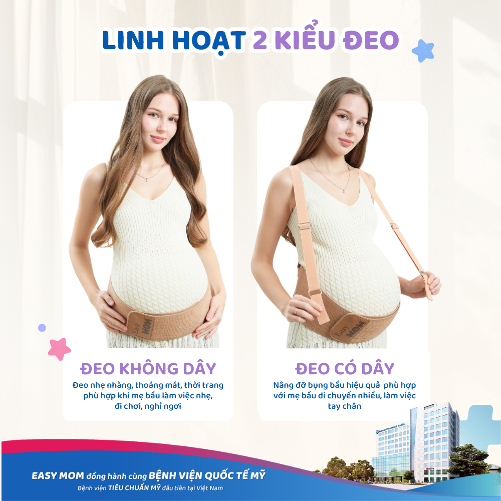 Đai nâng đỡ bụng bầu Easy MOM 2in1 co giãn linh hoạt, thoáng khí