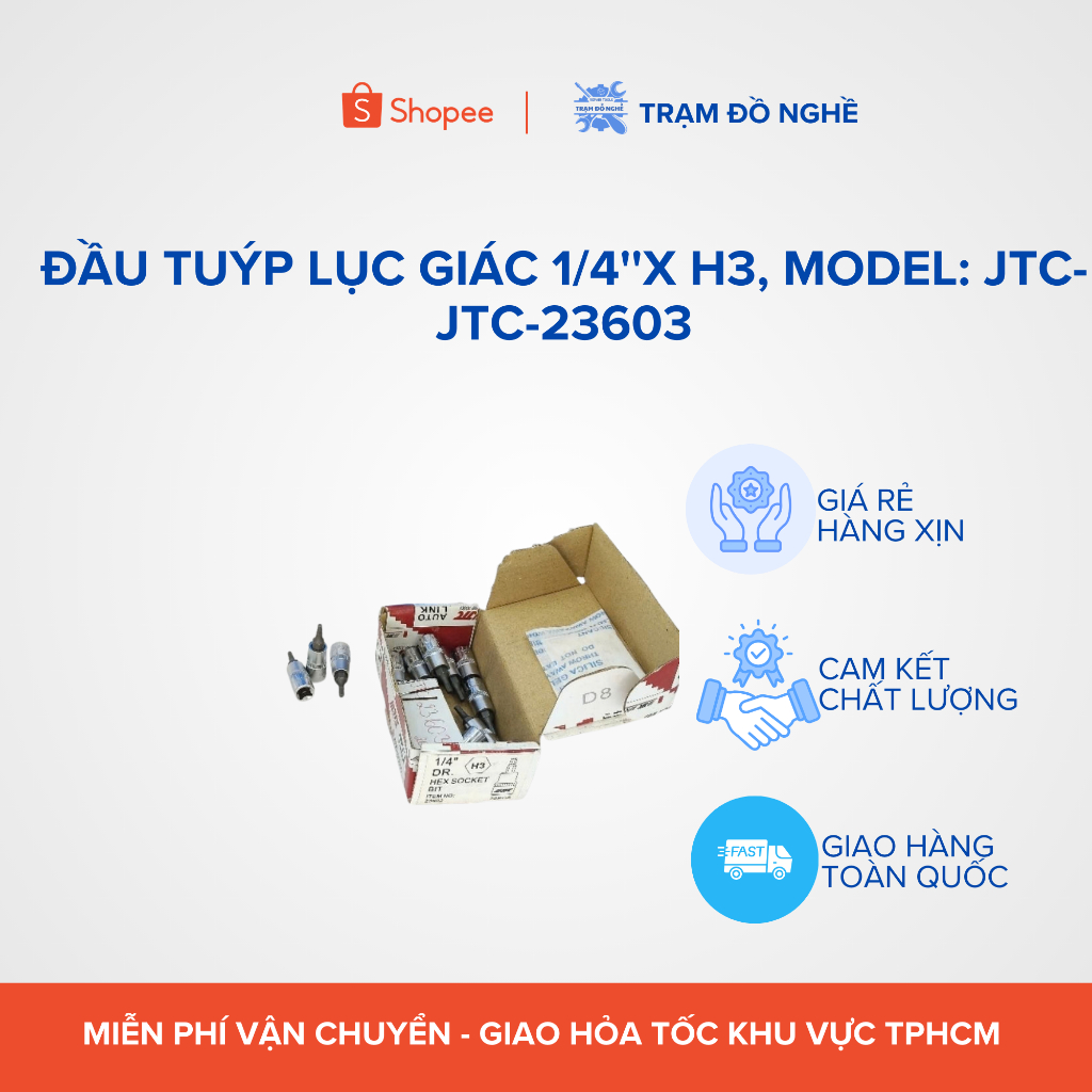 Đầu tuýp lục giác 1/4''x H3, model: JTC-JTC-23603