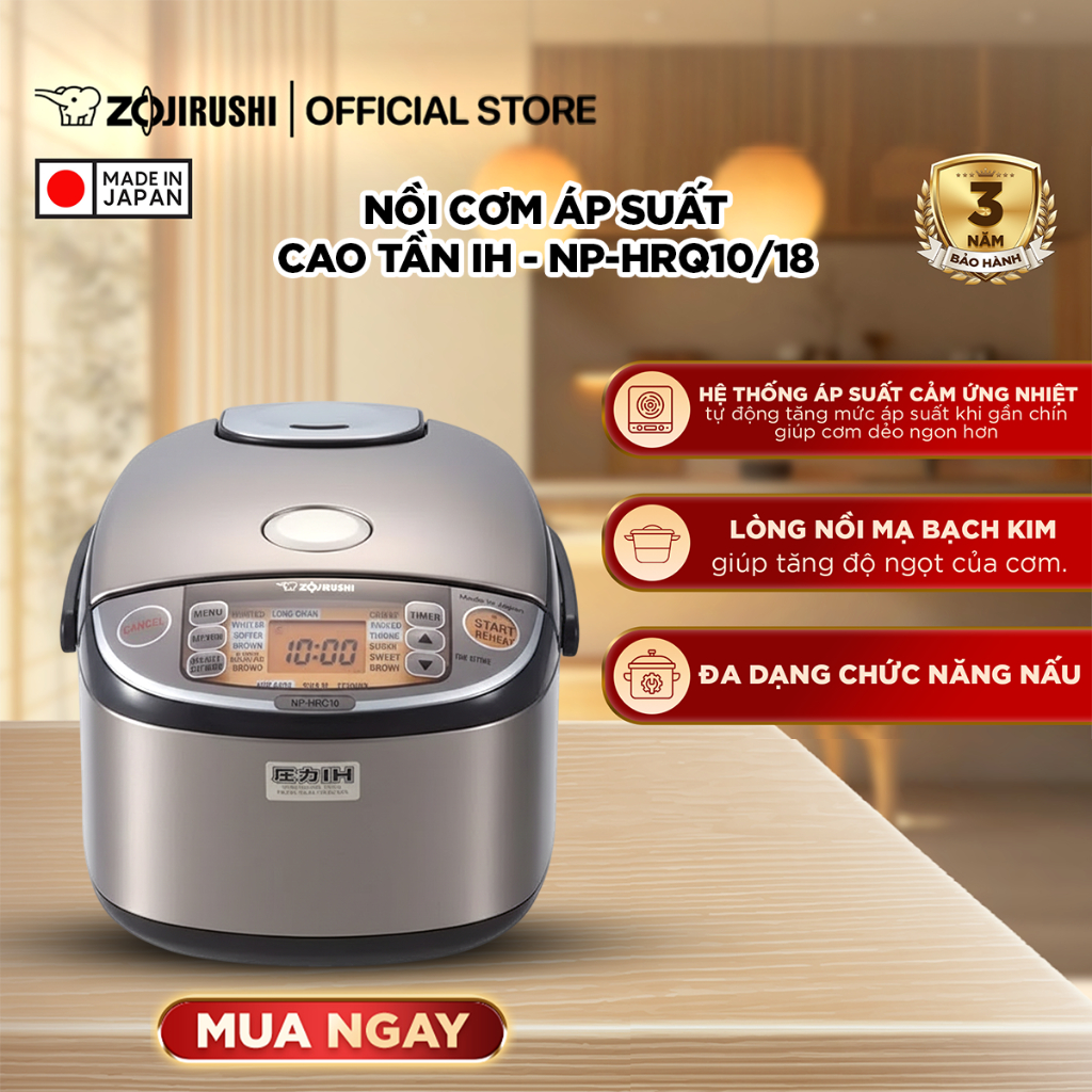 Nồi Cơm Điện Áp Suất Cao Tần Zojirushi Cảm Ứng Nhiệt Vượt Trội, Đa Dạng Chế Độ Nấu, Thiết Kế Cao Cấp