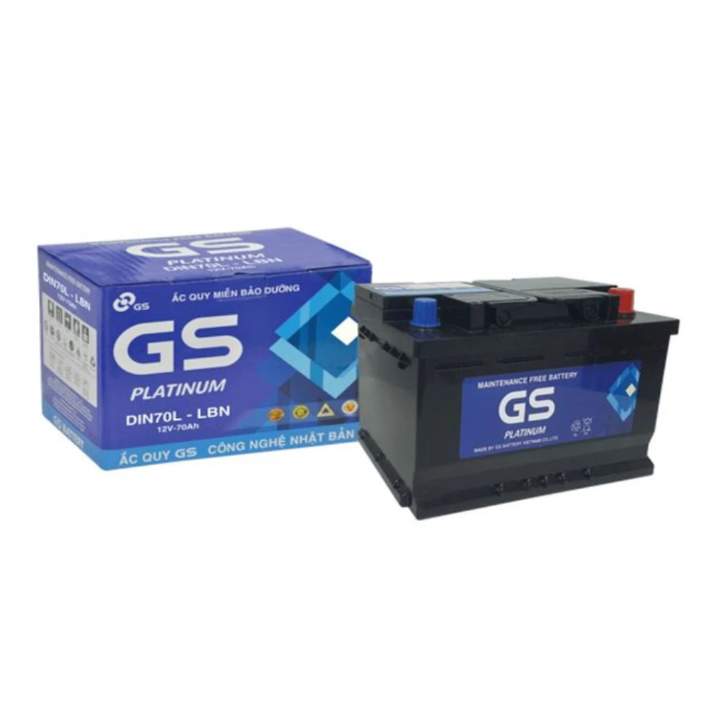 Ắc Quy Ô Tô GS MF DIN70L-LBN, Bình Ắc Quy 12V-70Ah