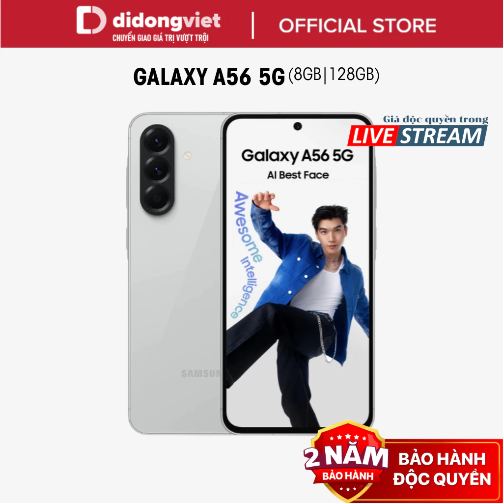 [DDV x Hannah] Điện thoại Samsung Galaxy A56 5G 8GB | 128GB - 6.7" - Chip Exynos 1580 - 50MP - 5000m