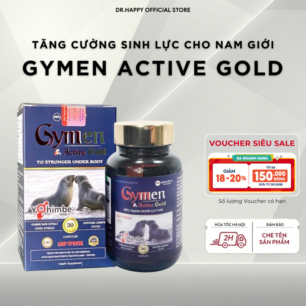 Tăng cường sinh lý nam GYMEN Active Gold bổ thận tráng dương giảm yếu sinh lý, tiểu đêm nhiều lần