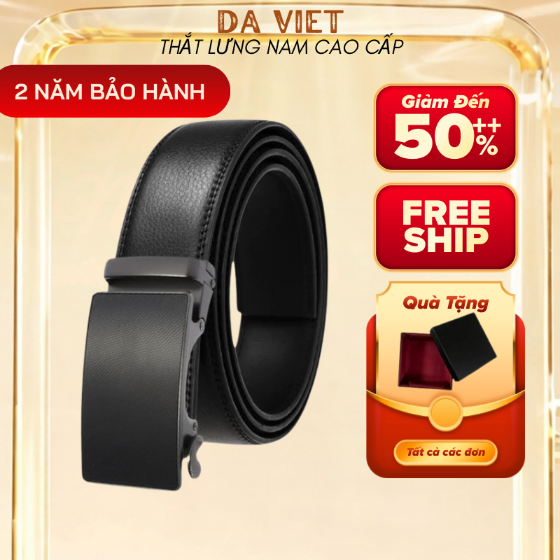 Thắt lưng nam cao cấp da bò ba lớp, Dây nịt nam khoá tự động phong cách tối giản - Bảo hành 24 tháng