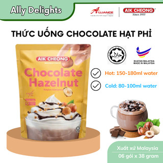 [Quà Tặng] Thức Uống Chocolate Hạt Phỉ Gói Pha Sẵn Aik Cheong Malaysia túi 06 gói x 38 gram