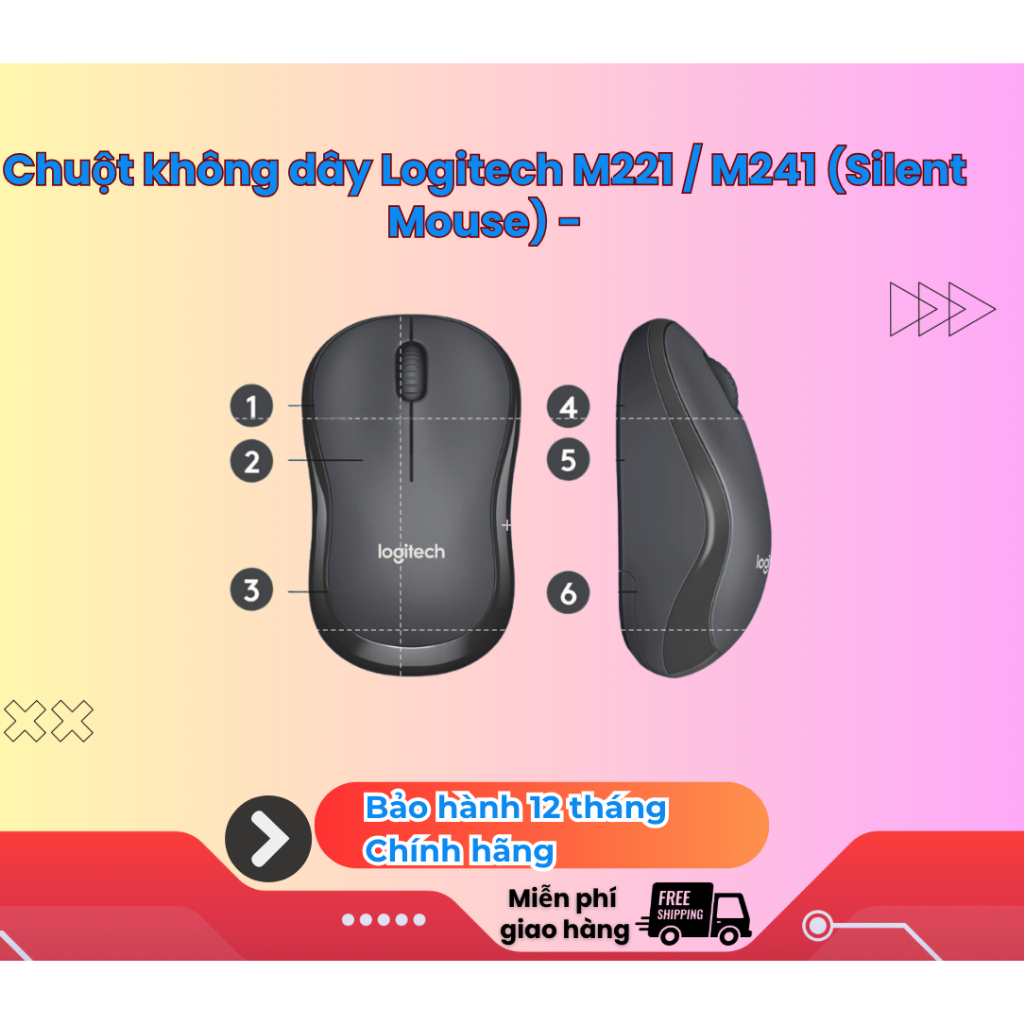 Chuột không dây Logitech M221 / M241 (Silent Mouse) - Bảo hành 12 tháng