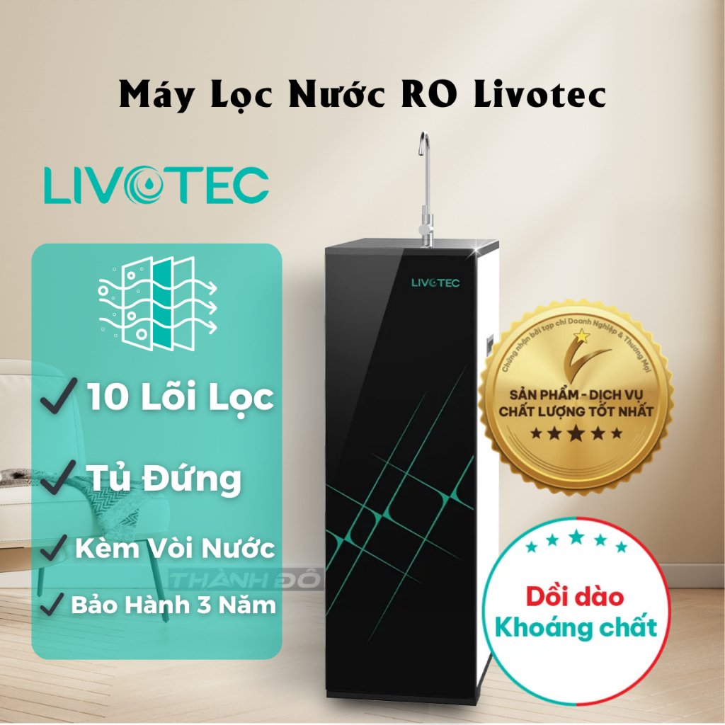 [CHÍNH HÃNG-GIAO TOÀN QUỐC] Máy Lọc Nước RO Livotec 608/ 606/ 606S - Hệ 10 Lõi - Tủ Đứng - 1 Vòi -Bả