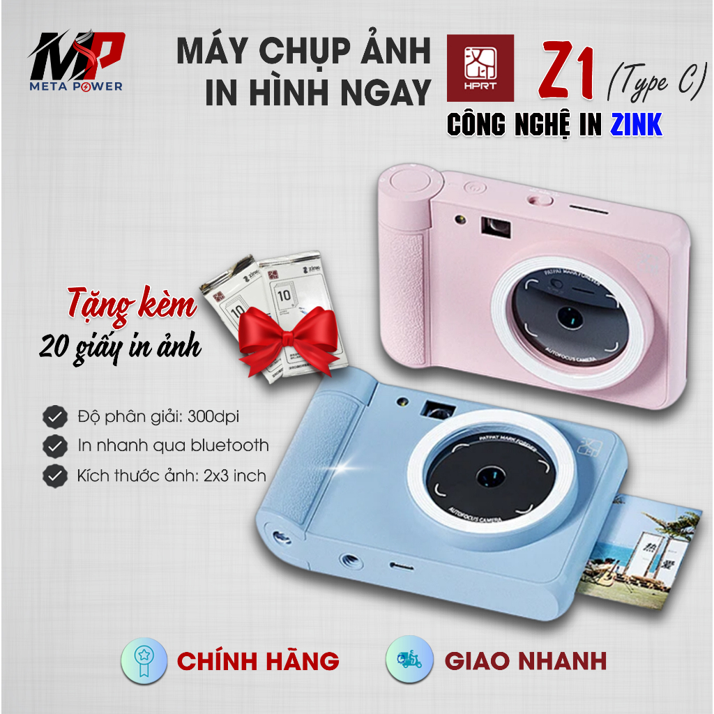 Máy Chụp Ảnh In Hình Ngay HPRT Z1 - 300 DPI - In Ảnh Nhanh Từ Điện Thoại Qua KN Bluetooth - Hỏa Tốc 