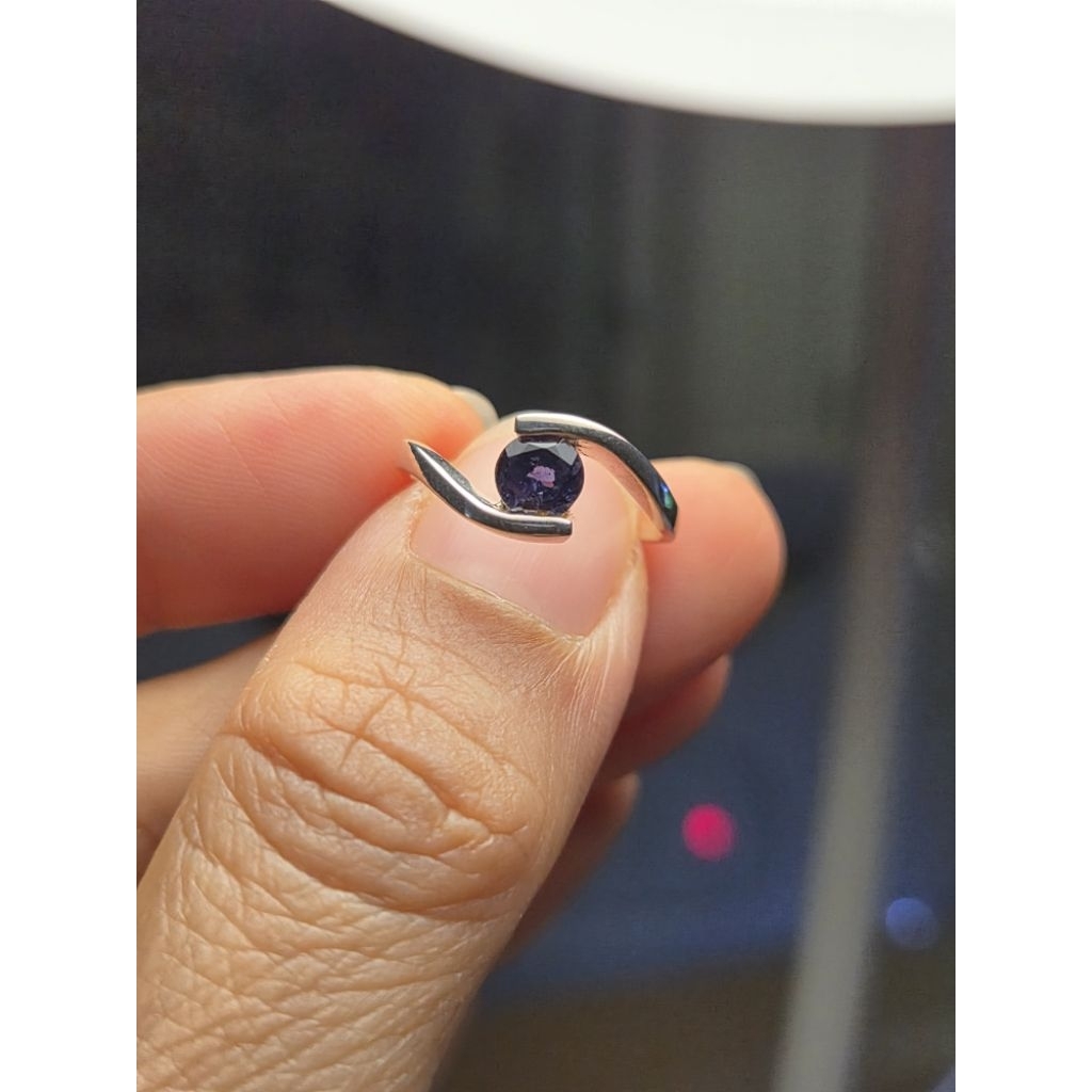 Nhẫn bạc cao cấp đính Natural Iolite 4.9mm