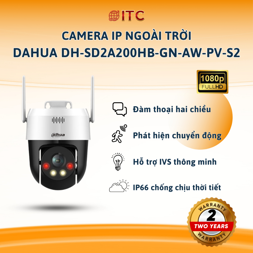 Camera IP PTZ Wifi 2MP DAHUA DH-SD2A200HB-GN-AW-PV-S2 / DH-SD2A500HB-GN-AW-PV-S2 tích hợp mic, đàm t