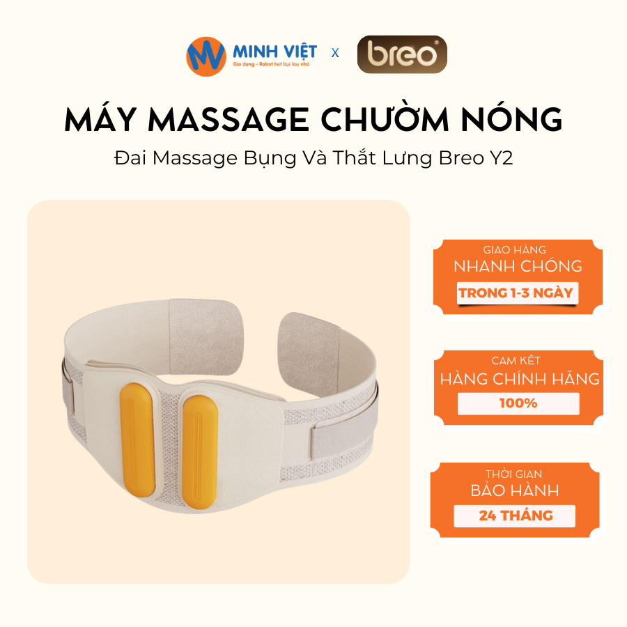Đai Massage Chườm Nóng Bụng và Thắt Lưng Breo Y2 - Chườm nóng 360 độ - Thư giãn chuyên sâu