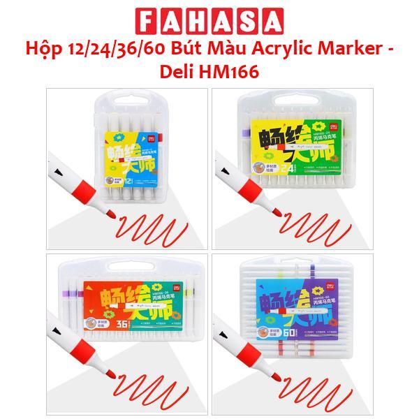 Hộp 12/24/36/60 Bút Màu Acrylic Marker - Deli HM166