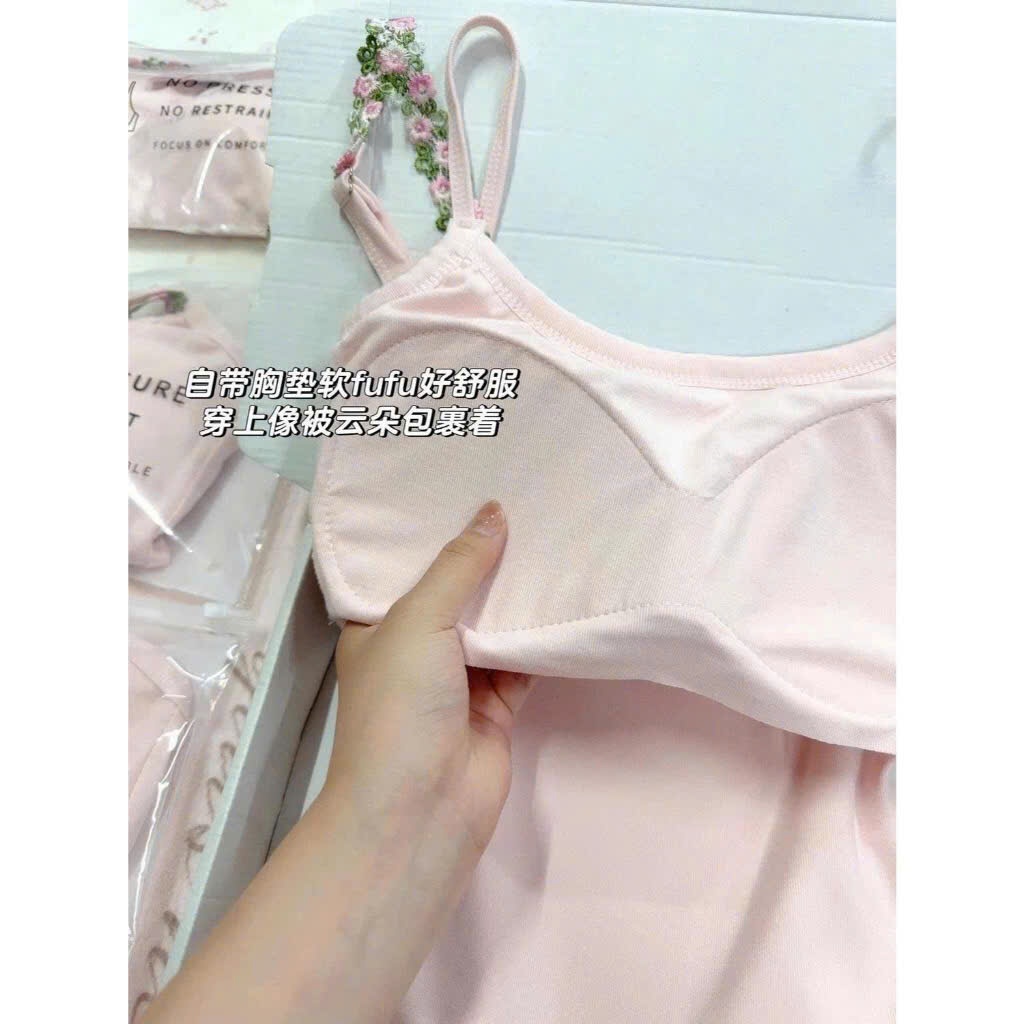 Áo 2 Dây CÓ ĐỆM MÚT NGỰC Phối Dây Đổi Đan Hoa Sexy, Áo 2 Dây Cotton Cổ Tròn Có Dây Điều Chỉnh Dáng Ôm HàngQccc Orangeclo | BigBuy360 - bigbuy360.vn
