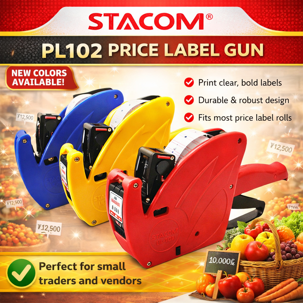 Máy bắn giá cao cấp, dùng cho bắn tem giá sản phẩm, bấm nhẹ, siêu bền, có đơn vị tính VNĐ | Stacom PL102