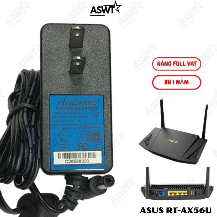 Cục nguồn cho bộ phát wifi Asus RT-AX56U ,adapter nguồn Wifi 6 AX1800 ASUS 12V 1.5A-2A- FULL VÁT T52