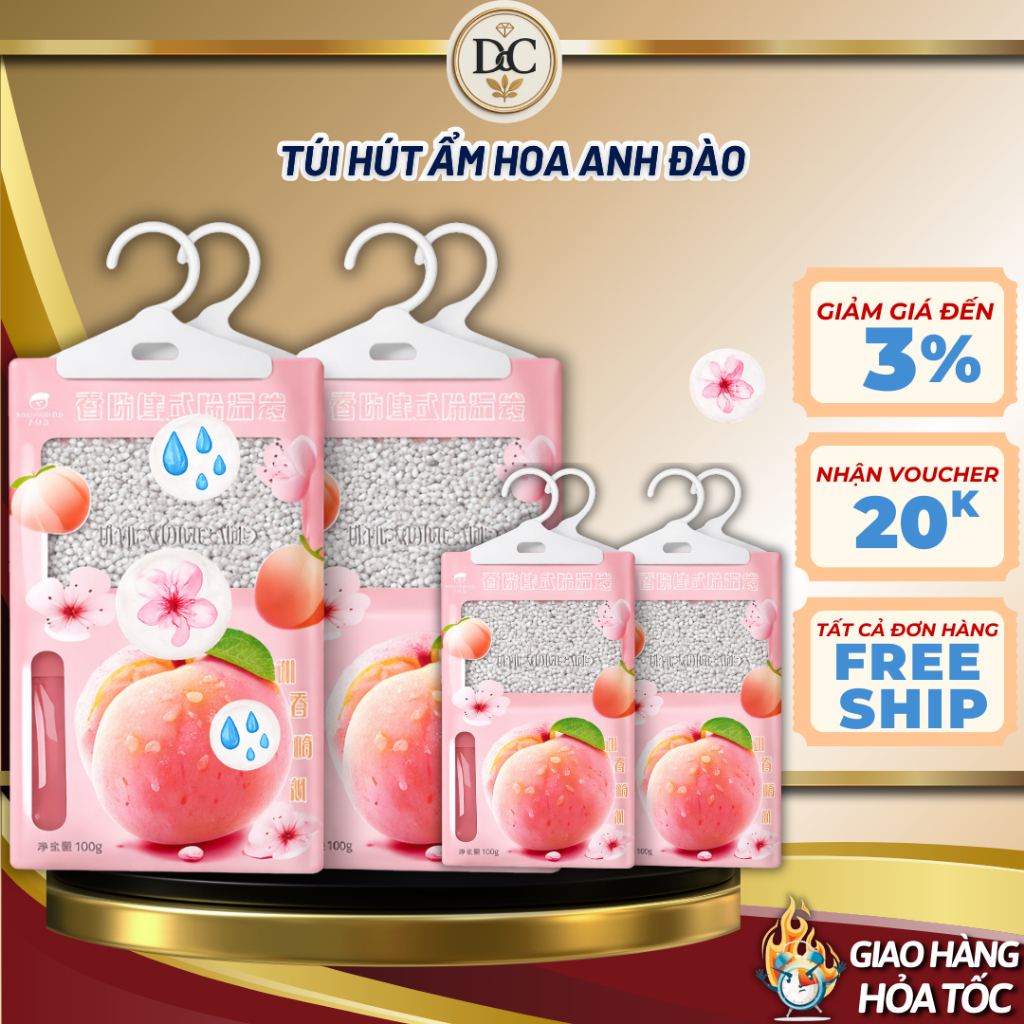 Túi Hút Ẩm Chống Mốc Hương Thơm Nước Hoa 2 Ngăn, Giữ Tủ Quần Áo, Tủ Giày Khô Thoáng