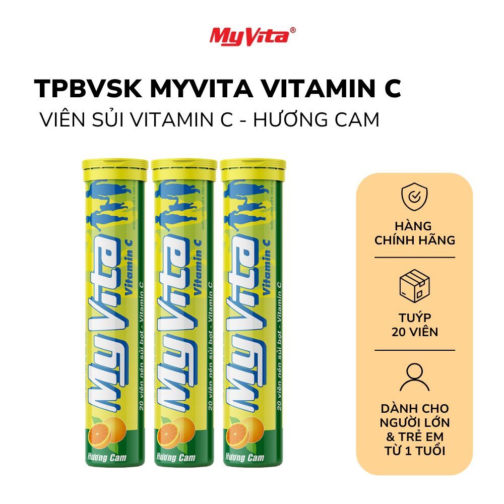 [DATE MỚI 2028] Viên sủi TPBVSK MyVita Vitamin C hương cam, giúp bổ sung vitamin C, tăng sức đề khán