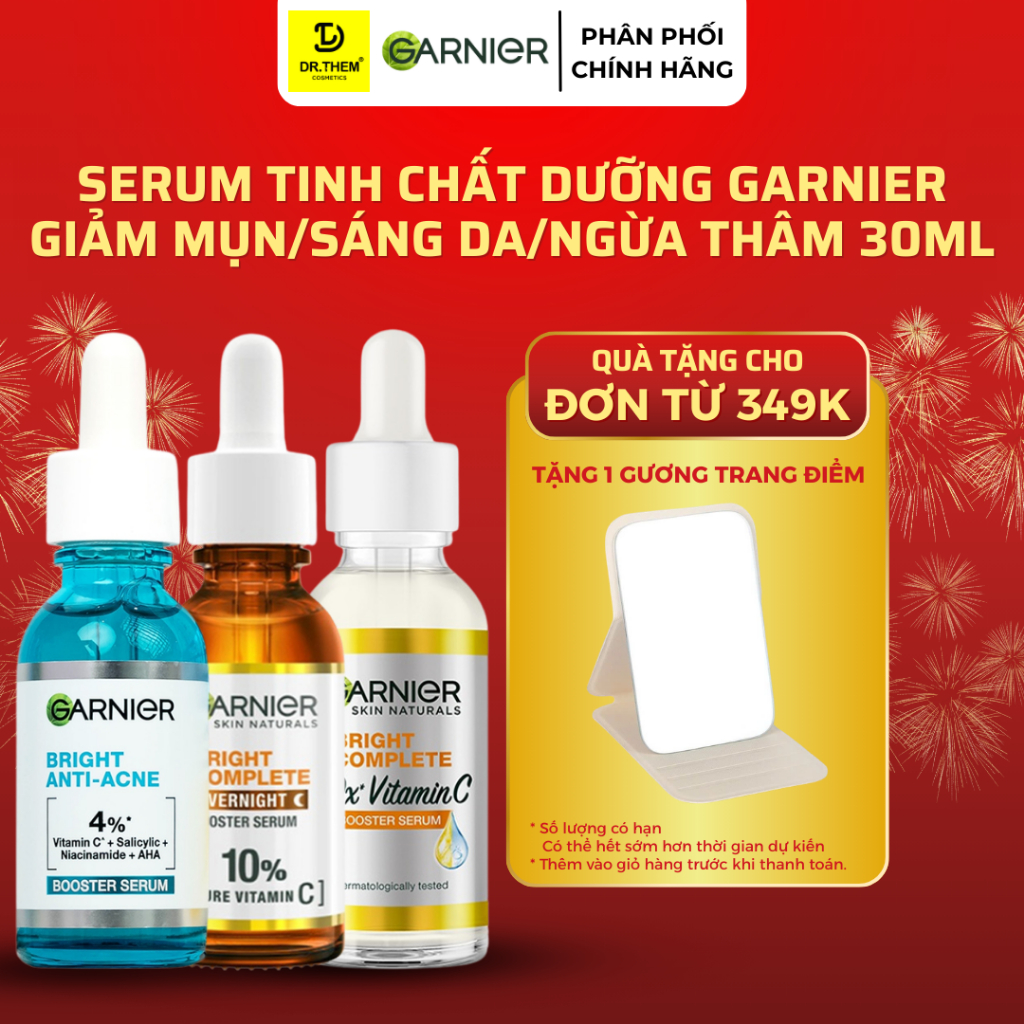 Serum Tinh Chất Dưỡng Giảm Mụn/Sáng Da/Ngừa Thâm Garnier Bright Complete Anti-Acne/Vitamin C/Overnig