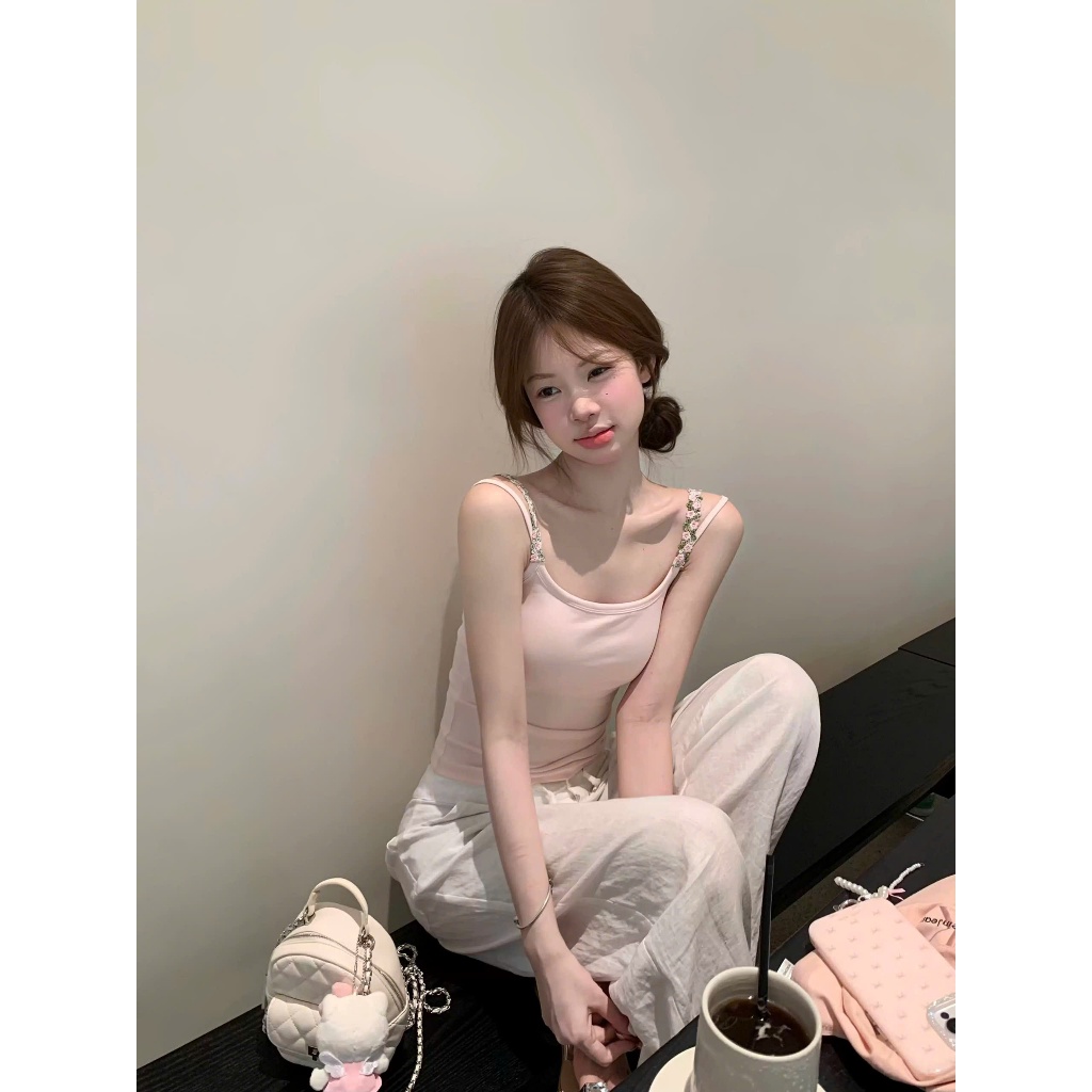 Áo 2 Dây Phối Dây Đôi Đan Hoa Nữ Tính CÓ ĐỆM MÚT NGỰC Không Gọng, Áo Croptop Có 2 Dây Điều Chỉnh Hàng Qccc Shopquacam | BigBuy360 - bigbuy360.vn