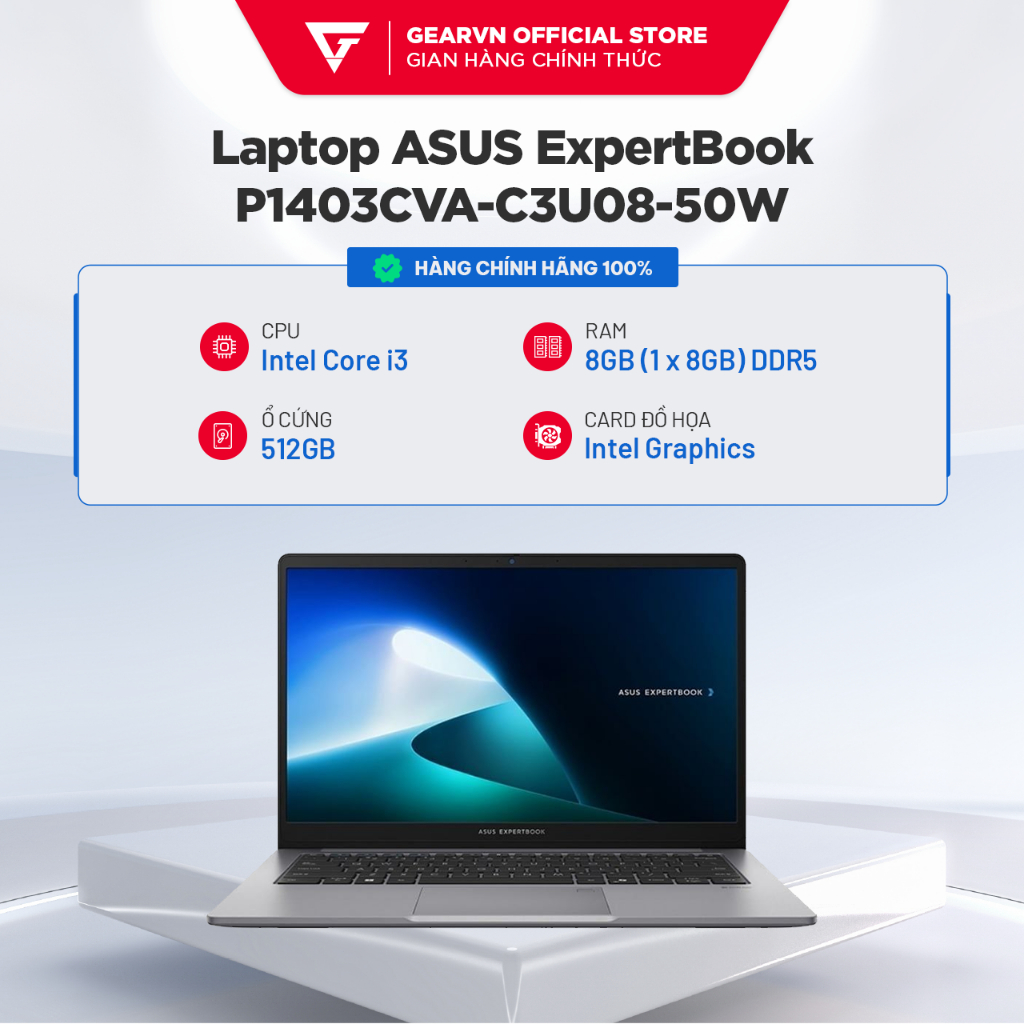 Laptop ASUS ExpertBook P1 P1403CVA-C3U08-50W 14 inch Core 3 100U 8GB 512GB Win11 Bản quyền BH 24Th