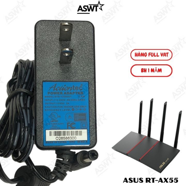 Adapter nguồn cho Router wifi Asus RT-AX55 Chuẩn AX1800 , nguồn bộ phát wifi 6 asus 12V T521 - FULL 