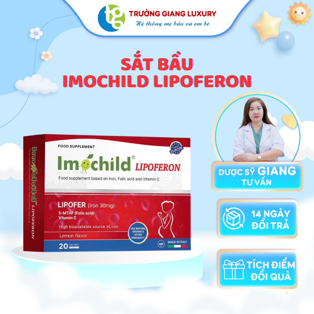 Sắt Bầu Imochild Lipoferon-Bổ sung sắt, Acid Folic&VitaminC cho mẹ bầu, dễ hấp thu-Truonggiangluxury