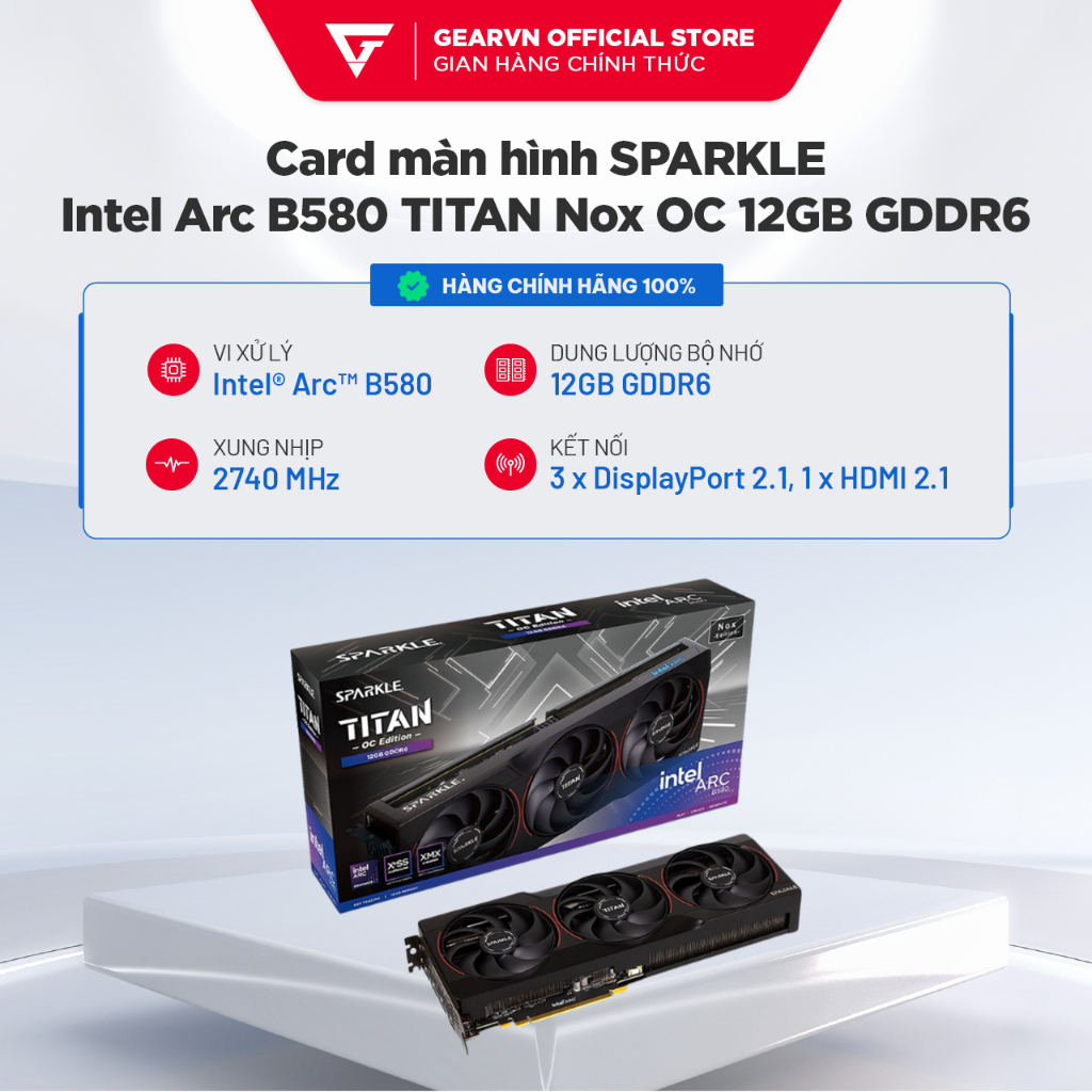 Card màn hình SPARKLE Intel Arc B580 TITAN Nox OC 12GB GDDR6