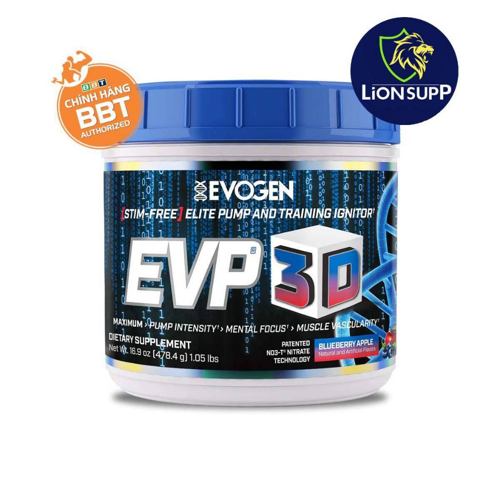 EVOGEN EVP 3D - Hỗ trợ tăng sức mạnh, tăng cơ, Không Caffein, không mất ngủ 40SV - Chính Hãng BBT