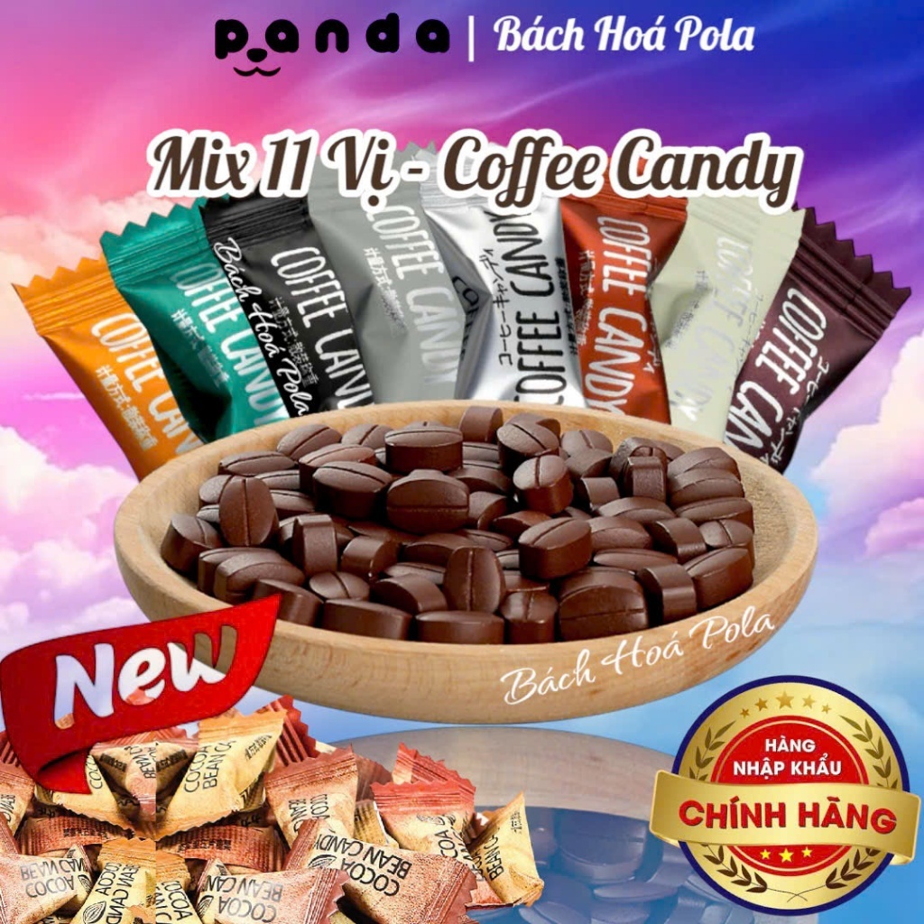 Kẹo Cafe Không Đường Mix Vị Loại 1 - Kẹo Cà Phê Ngậm Tỉnh Táo, Giảm Cân, Thơm Miệng