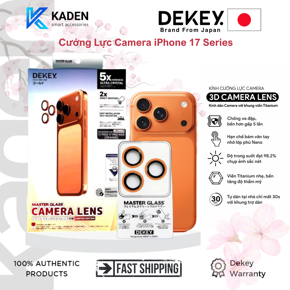[Chính Hãng] Cường Lực Camera iPhone 17 Series Dekey 3D Master Glass Titanium