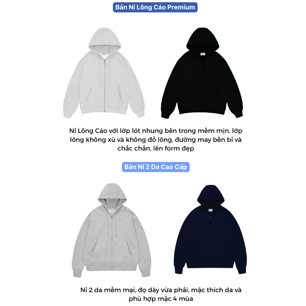 Áo Khoác Hoodie Zip Nam Nữ Khóa Kéo Chất Nỉ Nhung Lông Cáo Premium Form Rộng/ Levenci Basic | BigBuy360 - bigbuy360.vn