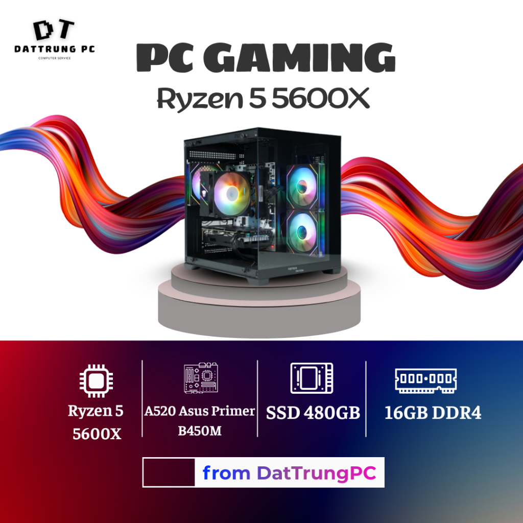 PC Gaming Ryzen 5 5600X 🔥 Main ASUS PRIME A520/B450M ⚡ RAM 16GB 🧩 SSD 480GB 🚀 Học Tập Tốt–Làm Việc M