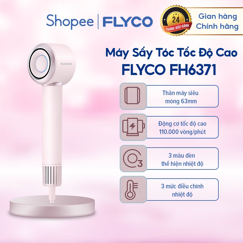 （NEW）Máy Sấy Tóc Siêu Tốc Flyco FH6371 Sức Gió Siêu Bão Mang Theo 200tr Anion Kết Hợp Công Nghệ Sấy 