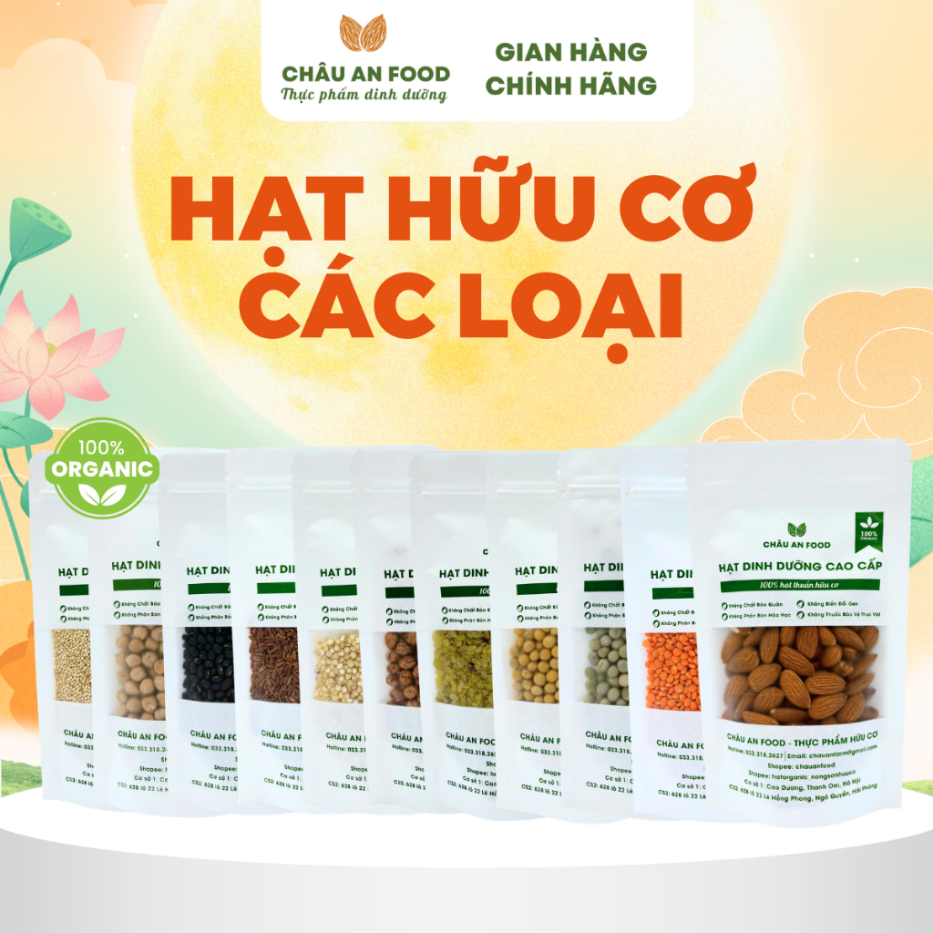 Hạt Dinh Dưỡng CHÂU AN FOOD Các Loại, Hạt Đậu Hữu Cơ Làm Sữa Hạt, Hạt Ăn Dặm Nấu Cháo Cho Bé, Làm Ngũ Cốc
